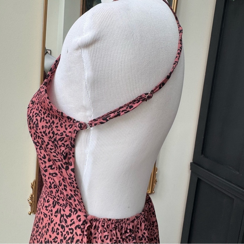 Leopard Print Halter Jumpsuit - Pink - Picture 4 of 5